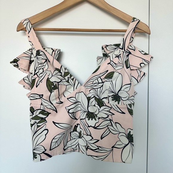 Floral Ruffle Strap Tank Top - Picture 2 of 6